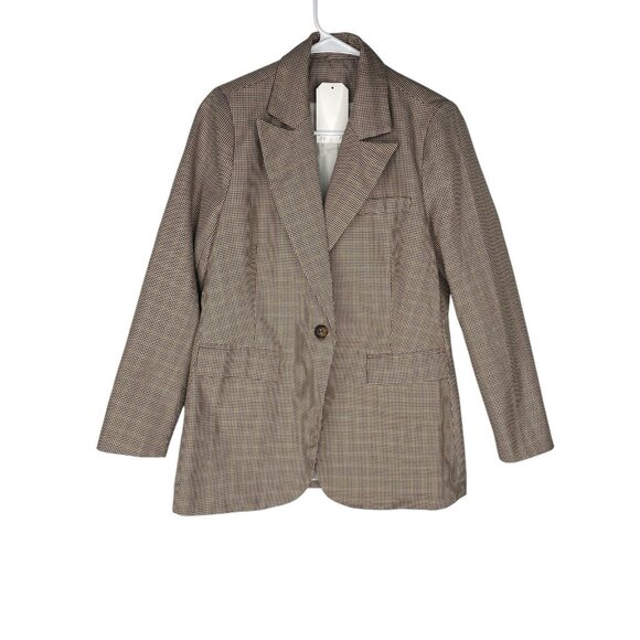 Unbranded Womens Button Suit Jacket Houndstooth Print NEW Medium - Picture 1 of 3